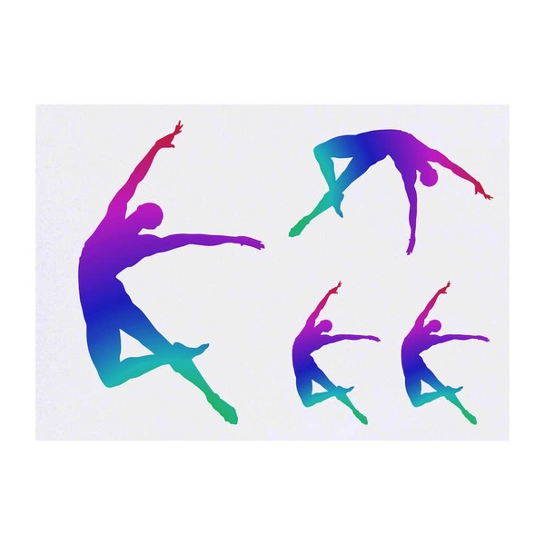 4 x 'Colourful Dancer' Temporary Tattoos - Water Resistant, Skin-Safe,