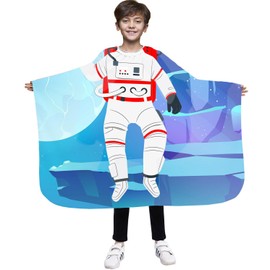 Children's Hairdressing Cape for Hairdressing Salon, 85 x 110 cm, Professional Salon Apron, Beauty Salon and Home Use, Colourful, Astronaut Motif [111]