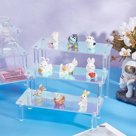 UNICRAFTALE 2Sets Colorful 3-Tier Acrylic Riser Display Greeting Card Display Stand Cupcake Food Stand Tiered Collection Display Stand for Figures Perfume Desserts Collections Cosmetic Jewelry 20x20.5x15cm