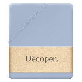 Decoper ® Mako Fine Jersey Fitted Sheet Made of 100% Cotton, Breathable and Cuddly Soft, Oeko-Tex Certified, Up to 25 cm Mattress Height, 90-100 cm x 200 cm, Colour Blue Sky Blue