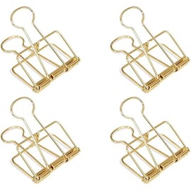 Golden Hollow Long Tail Wire Binder Clips, Paper Binder Large 51mm Binder and Paper Clips, Small and Lightweight, 4 Rings