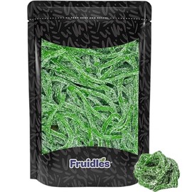 Fruidles Licorice Laces, Long Shoestring Candy Straws, Soft Chewy, Gelatin-Free, Party Favor (Sour Green Apple Laces, 1 Pound)