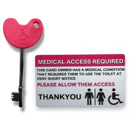 Pink NKS Key for Disabled UK Toilets, Opens Over 10,000 Disabled Toilets with Pink Medical Access Required Toilet Card