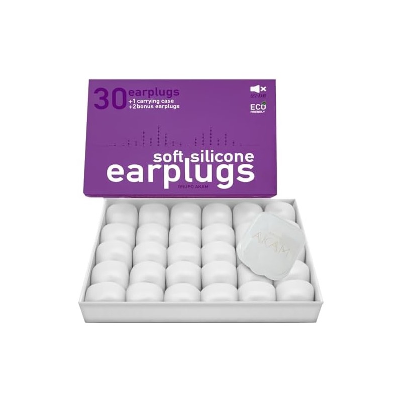 AKAM 32 Tapones de Silicona Premium para Dormir, Nadar y