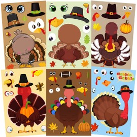 30PCS Thanksgiving Stickers Thanksgiving Party Games for Kids Make Your Own Stickers Make a Turkey Face Stickers DIY Gobble Stickers Thanksgiving Activities Thanksgiving Party Favors