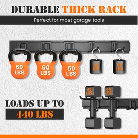 SUKIZZ Garage Storage, Garage Organization, Garage Tool Organizer Wall Mount, Garden Tool Organization and Storage 48.1 Inches, Max 450lbs Adjustable Metal Hooks, Hangers Garden Yard Tool Rack,