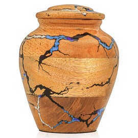 Wooden Urn for Human Ashes, 20 Cubic Inches Creamation Urn Epoxy Resin Handcrafted Urn for Adult Male & Female, Decorative Memorial Urns - Funeral Urns for Men Women & Loved Ones (X-Small - 20 lbs)