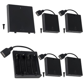 MKBKLLJY 5 Pcs 4 AA Battery Holder, USB Female Socket, 4 x 1.5V AA Battery Box Holder with Cover (Batteries are not Included), ON/Off Switch, Screw,for Arduino RC LED Strip