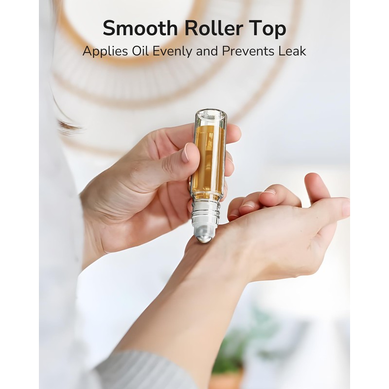 ULG 24-Pack Essential Oil Roller Bottles 10ml, Empty Bottles with