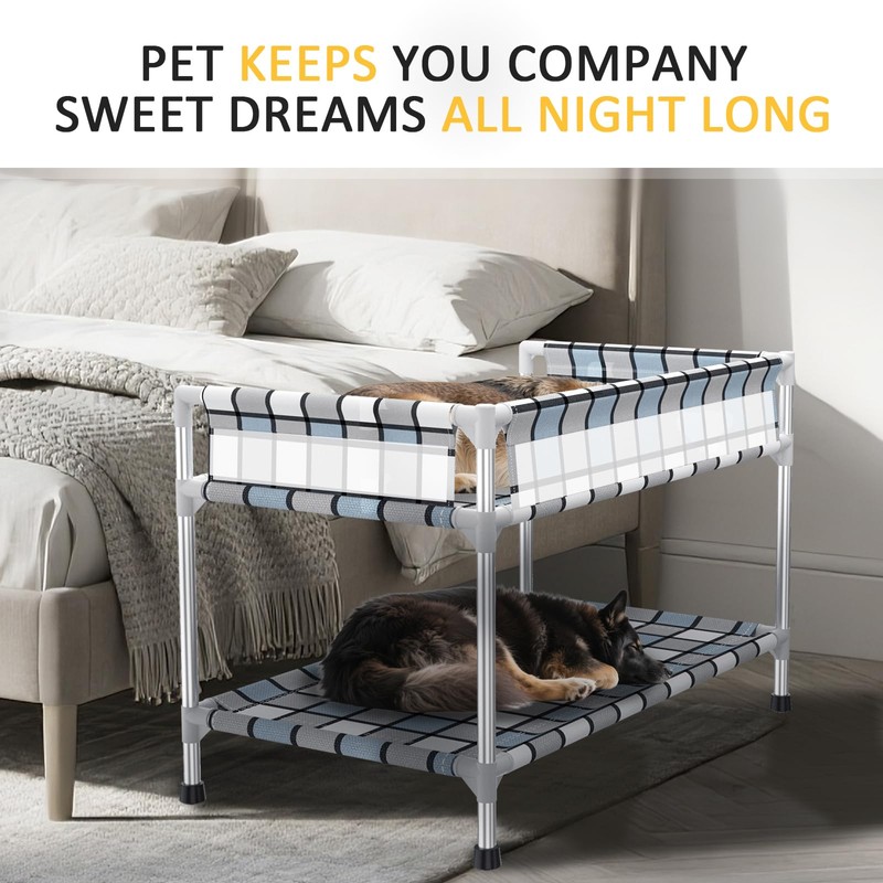 Bedside Window Dog Bunk Bed - Double Elevated Human Dog