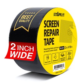 DR.TAPELAB, Black Window Screen Repair Tape, 2 in X 15 FT, Screen Repair Kit for Windows or Doors, Strong Adhesive Patch Kit Fiberglass Mesh Tape