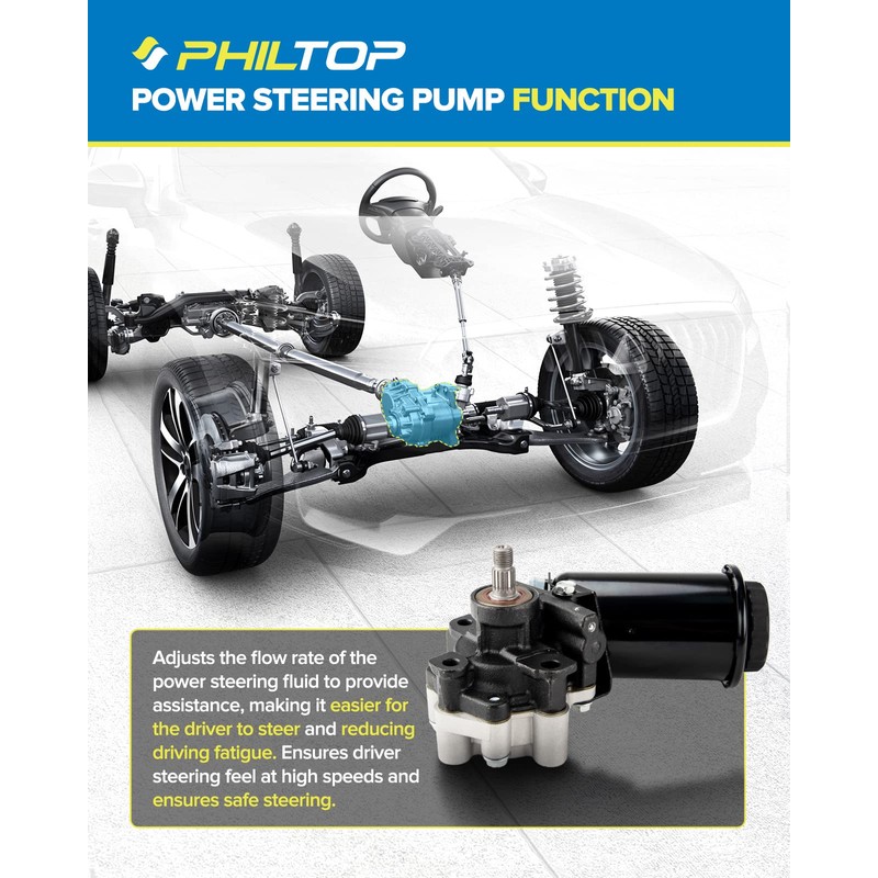 PHILTOP Power Steering Pump 21-5229 for 1995-2004 Tacoma 3.4L, 1996-2000