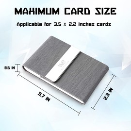 Waylipun Business Card Holders, Professional PU Leather Business Card Case, Keep Business Cards in Immaculate Condition, Slim Metal Pocket Card Holder with Magnetic Shut (Grey)