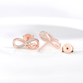 INFINIONLY Women's Girls Cute Puppy Necklaces Bracelets and Earrings 925 Silver Jewellery Sets with Cubic Zirconia Fashion Infinity Symbol Necklaces Pendant Bracelet Stud Earrings Rose Gold, Silver,