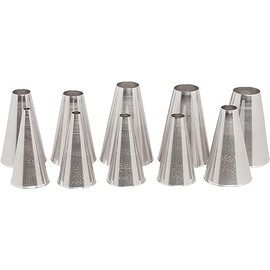 Ateco 810 - 10 Piece Plain Tube Set, Stainless Steel Pastry Tips, Sizes 0 - 9
