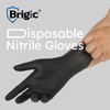 Brigic Disposable Nitrile Gloves, Textured Grip, Black, Lightweight, Slip-Resistant (Medium)