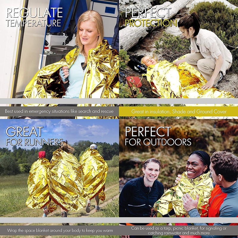 EVERLIT Emergency Mylar Thermal Blanket (4 Pack) Space Blankets for