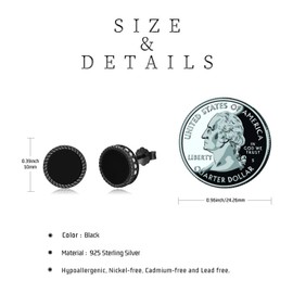 Black Onyx Earrings for Women 925 Sterling Silver Black Stud Earrings Gothic Christmas Jewellery Gift for Men
