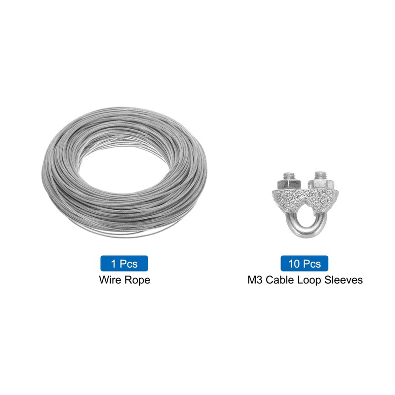 sourcing map 2mm (1/16 inch) Clear Vinyl Coated Wire Rope,