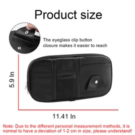 TSUGAMI Car Sun Visor Organizer, Sunglass Holder and Storage Pocket, Card Cash Pouch with Multi-Pocket Net Zipper, Case Bag for License Pen Key, Auto Interior Accessories for Truck, SUV, Van (Gray)