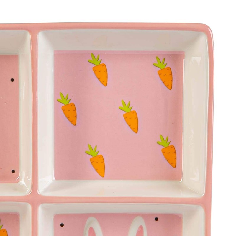 Nicola Spring Pink Bunny Snack Plate - Hand Painted Buffet