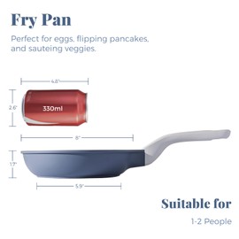 PRICUSIS Nonstick Ceramic Frying Pan, 8/10/12 Inch Non Toxic Skillet, Egg & Omelet & Chef's Pan, Induction Compatible & Oven Safe, Dishwasher Safe,PTFE PFAS & PFOA Free (8 Inch, Blue Gray)