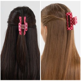 Ahoney Valentines Hair Claw Clips for Women 4" Hot Pink Hair Clip Heart Clips for Thin Hair Cute Hair Accessories Valentines Day Gifts Party Anniversary Costume