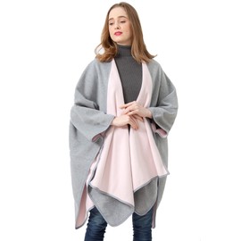 Be Your Own Style BYOS Womens Winter Oversized Reversible Solid Fleece Poncho Blanket Wrap