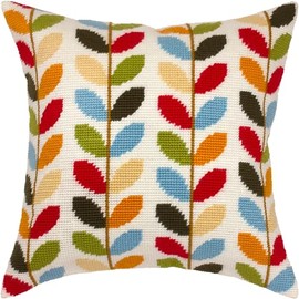 Brvsk Colours of Autumn. Needlepoint Kit w/Printed Tapestry Canvas (40 × 40 cm) — Needlepoint Cushion Kit for Creative Home Décor — Needlework Kit for Adult Beginners