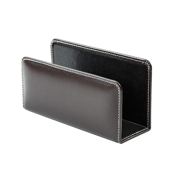 DELMON VARONE Cambridge Letter Stand Top Grain Leather Brown Document