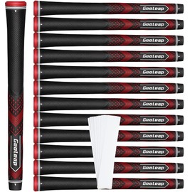 Geoleap Golf Grips Set of 13- Soft Golf Club Grips,Reduce Taper Design Provides High Traction and Performance,13 Grips with 15 Tapes and 13 Grips with All Repair Kits for Choice. (Standard, Black Red-Classic( 13 grips only with 15 tapes))
