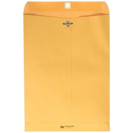 Quality Park Clasp 9" x 12" 28 lb Brown Kraft Envelopes 100 Count (37890)