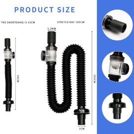 Universal Wash Basin Sink Drain Pipe, 1-1/4 Inch Install Diameter Plastic Flexible and Expandable Drain Pipe for Kitchen Bathroom Sink, odor control Rubber port for docking extension tubes black