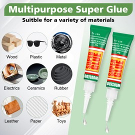 WOUSEDO 24 X 3g Super Glue Clear, Strong Adhesive,Super Glue Fast Drying Cyanoacrylate Glue for Wood,Rubber,Leather, Plastic, Metal, Rhinestone Jewelry, DIY Crafts and More