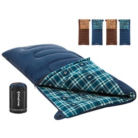 KingCamp Cotton Flannel Sleeping Bag, Envelope Sleeping Bags for Adults Cold Weather, 75x33 Extra Large, Lightweight, Water Resistant Sleeping Bags for Camping Backpacking and Hiking All Seasons