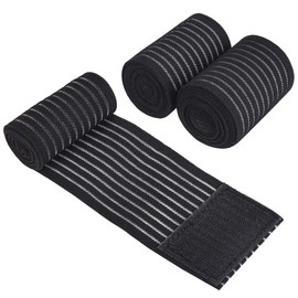 DERAYEE バンテージサポーター 調整可能 ゴムバンド 2枚 90cm 黑色 肘 膝 ふくらはぎ 足首 テーピングサポーター 太もも 肉離れ ひざ スポーツ 男女兼用 通気性 伸縮性 (90)