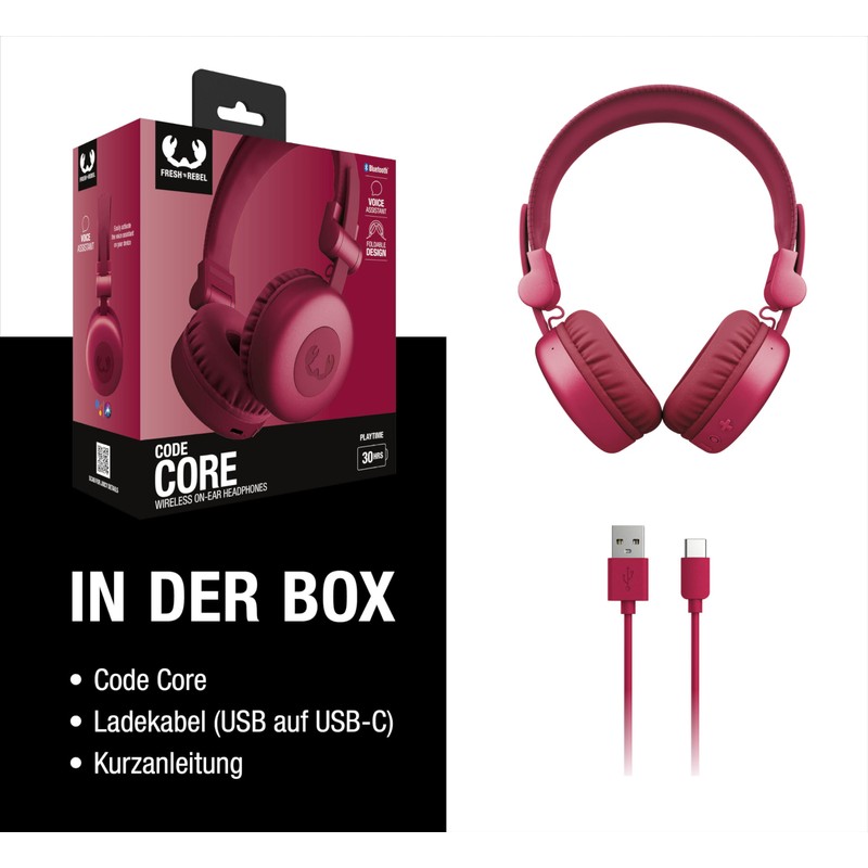 Fresh 'n Rebel Code Core Bluetooth Headphones On-Ear Wireless 30