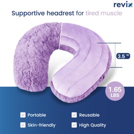 REVIX Microwavable Heating Pad, Heated Pillow with Flaxseed, Moist Heat Wrap for Shoulder, Microwave Neck Warmer, Purple