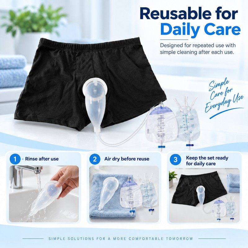 Male External Urine Collector for Bedside & Travel Use –