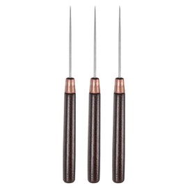 sourcing map 3pcs Handwork Sewing Awl Slender Awl Leather Punch Hole Tool with Wooden Handle Scratch for Broken Wire Make Mark Drilling Stitching Repair and DIY Handmade, Red