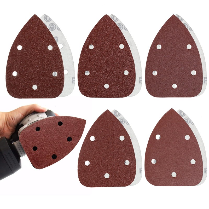 LUCTHY 40Pcs Mouse Sander Pads 5 Hole Sanding Pads, Triangular