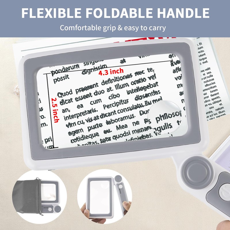 Magnifying Glass with Light, 5X 10X 45X Rechargeable Page Magnifier