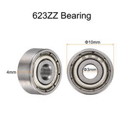 sourcing map 10pcs 623ZZ Bearing 3x10x4mm, Chrome Steel Double Shielded Miniature Bearing, Lubricated Deep Groove Ball Bearings, P6 (ABEC 3)