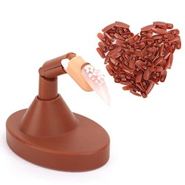 Practice Finger for Acrylic Nails, A Adjustable Fake Mannequin Fingers with A Acrylic Finger Base and 100PCS Brown Nail Tips, Movable Flexible Training Fake Finger Nail to Practice Nail Art