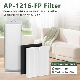 VALZONE AP-1216-FP Replacement Filter for Coway AP-1216L Purifier, Include 2 Pack H13 True HEPA Filter and 4 Pack Activated Carbon Filter