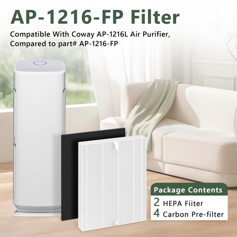 VALZONE AP-1216-FP Replacement Filter for Coway AP-1216L Purifier, Include 2