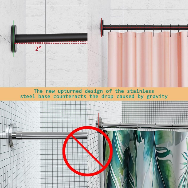 L-Shaped Corner Shower Curtain Rod, 「Black 24"-53" x 24"-53"」 Adjustable,