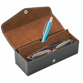Meigan Eyeglass Case, 2-Pair Storage, Multiple Storage, Portable, Compact, Two-Piece, Hard Case, Removable Insert, Large Enough for Sunglasses, Convenient Design, Black, 256301
