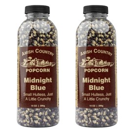 Amish Country Popcorn | 2-14 oz Bottles | Midnight Blue Popcorn Kernels | Old Fashioned, Non-GMO and Gluten Free (2-14 oz Bottles)