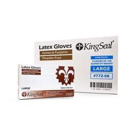 KingSeal Size SMALL Latex Disposable Gloves, General Purpose, Powder Free, 4 mil, Non-Medical Uses Only - 10 Boxes of 100 Gloves By Weight (1000 Count)